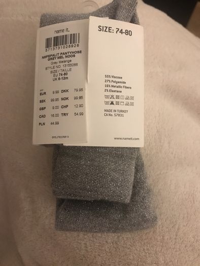 BNWT Silver tights 6-12 mnts