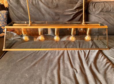 Brass & Glass 5 bulb hanging light fitting