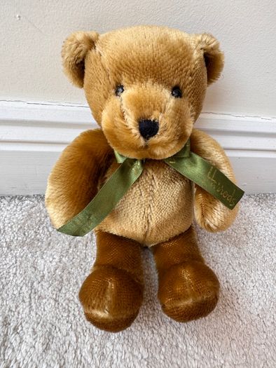 Harrods Knightsbridge Bear Green Bow Plush approx. 27 cm. Used Please see photos