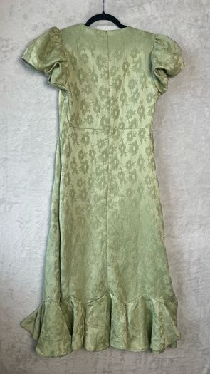 Sister Jane Sage Green Floral Jacquard Midi Dress Sz XS