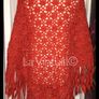 Red Crocheted Shawl Image 2