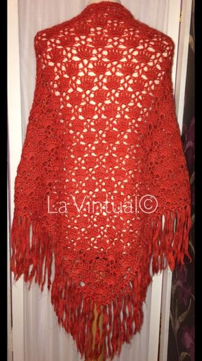 Red Crocheted Shawl