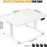 Low Height Electric Standing Desk 80x60cm, Lifts 48-75 cm, White Height Adjustable Desk, Lockable Wheels, 2 Memory Heights, 2 Hooks, Low Desk with Smart Panel, Splice Board, for Home Office Image 3
