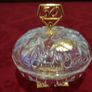 Killarney Crystal Cut Crystal Glass With Number 50 Lidded Jewelry Dish / Bowl With 22 Carat Gold Cover Handle and Footed Base Finishing Made In Ireland Image 4