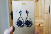 Vintage Style Earrings with Sapphire Like Stones