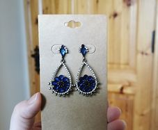 Vintage Style Earrings with Sapphire Like Stones
