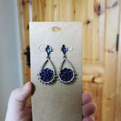 Vintage Style Earrings with Sapphire Like Stones