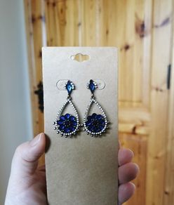 Vintage Style Earrings with Sapphire Like Stones