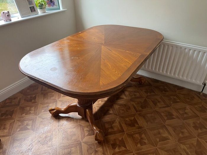 Solid Wood Dining Table + 4 Matching Chairs