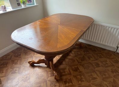 Solid Wood Dining Table + 4 Matching Chairs