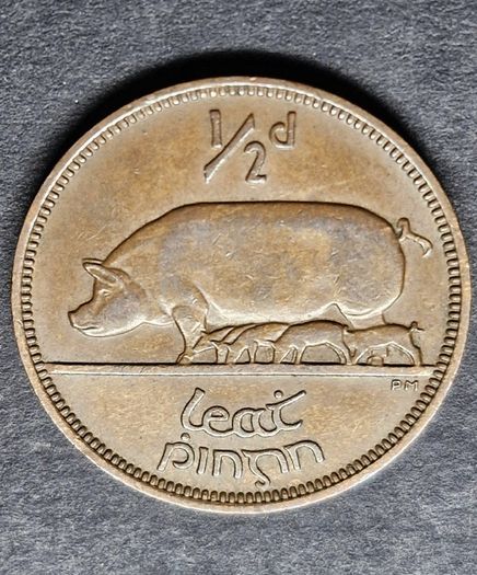 Ireland 1946 Beautiful Half 1/2 Penny Coin