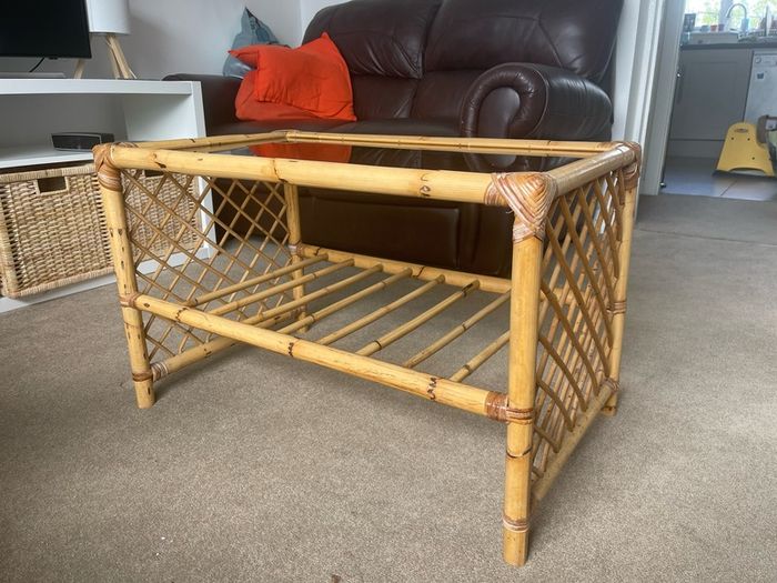 Vintage Bamboo and Rattan Coffee Table