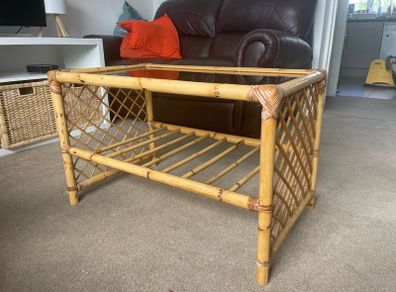Vintage Bamboo and Rattan Coffee Table
