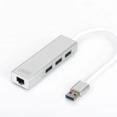 Digitus USB 3.0 3-Port Hub + Gigabit Ethernet Adapter  High-Speed Network