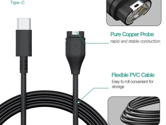 USB-C Charger Cable For Garmin Fenix 5 5S 7X 7 6S 6X Forerunner 935 Vivoactive 3