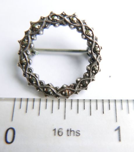 Vintage Brooch Sterling Silver And Marcasite