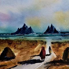 skellig trek watercolour