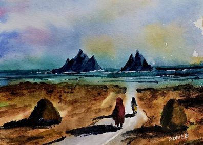 skellig trek watercolour