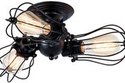 Vintage Ceiling Lights Adjustable Socket Industrial Chandeliers Metal Wire Cage Lamp Semi-Flush Mount Rustic Ceiling Indoor Home Retro Lighting Fixture 3-Light(Bulbs Not Included) MULTIPLE COLOURS AVAILABLE (FREE POSTAGE)