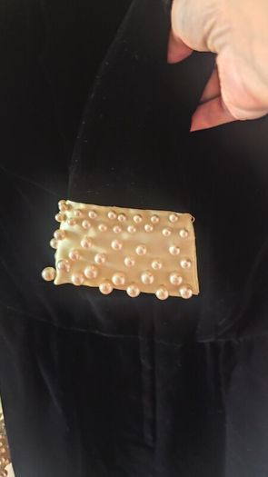 Victor Costa Designer Vintage Velvet Pearl Dress