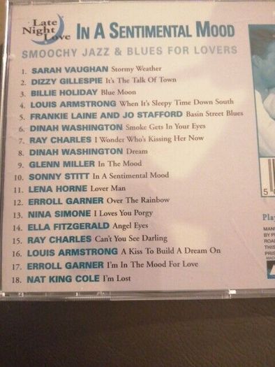 Free Postage! In A Sentimental Mood. Smoochy Jazz & Blues For Lovers. CD.