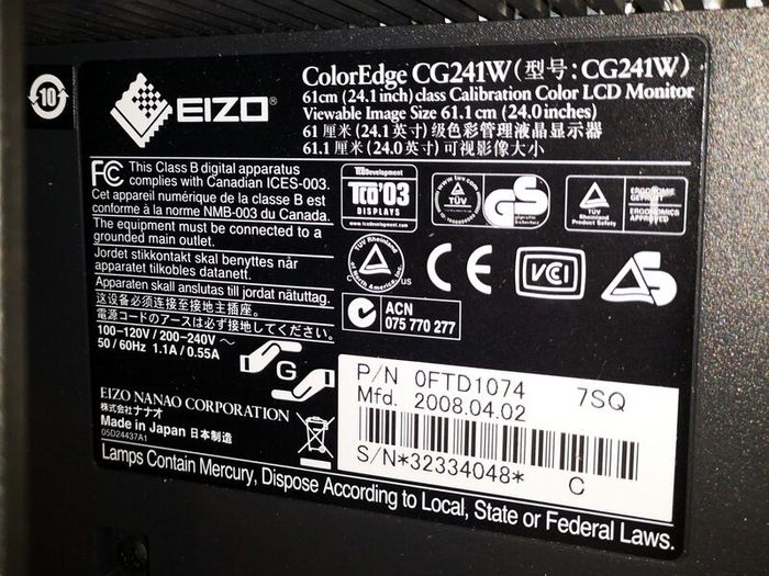 EIZO ColorEdge CG241W - Professional Graphics Monitor 24'' in Excellent Condition