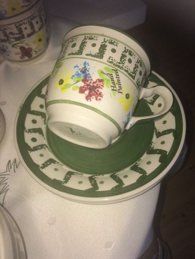 Fiona Bradley hand painted pottery tea set