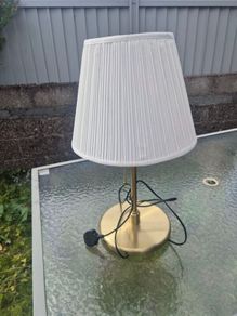 Brass Effect Table Lamp with Pleated Shade