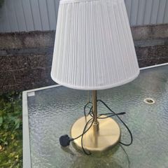Brass Effect Table Lamp with Pleated Shade