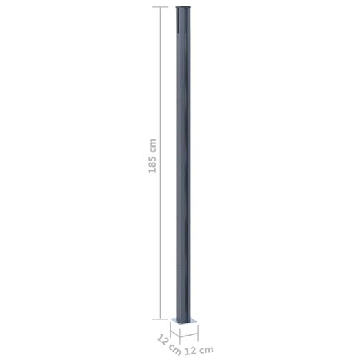 Fence Posts 2 pcs Dark Grey 185 cm Aluminium