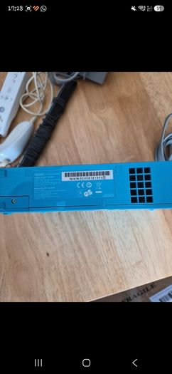 Nintendo Wi console in blue.