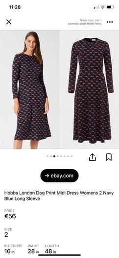 Hobbs london midi alone fit and flare dress with dog print navy autumnal chic