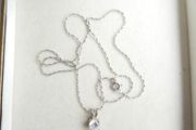 Vintage Sterling Silver 925 Cubic Zirconia Pendant Necklace - length 18" - 2,3g