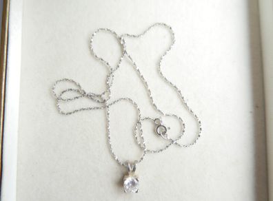 Vintage Sterling Silver 925 Cubic Zirconia Pendant Necklace - length 18" - 2,3g