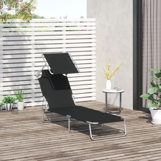 Folding Sun Lounger-Black (FREE POSTAGE)