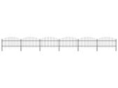 Garden Fence with Spear Top Steel (1-1.25)x10.2 m Black
