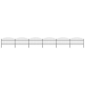 Garden Fence with Spear Top Steel (1-1.25)x10.2 m Black