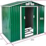 Metal Tool Shed Garden Shed Saddle Roof Metal Foundation Green/White Image 2