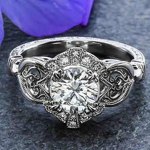 Vintage Style Crystal Silver Ring