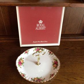 Royal Albert Country Roses China Carry Handle Cakes Sandwiches Serving Stand Boxed