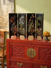 Antique oriental folding screen