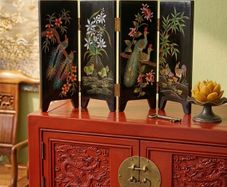 Antique oriental folding screen