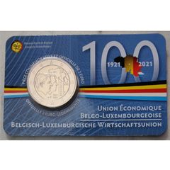 Belgium 2 Euro Base Metals Brilliant Uncirculated Coin 2021 - 100 Years of Economic Union Belgium-Luxembourg - 2 Euro Commemorative Coin