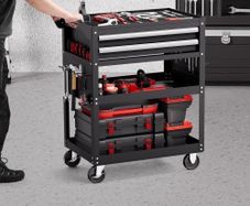 5-Tier Tool Cart with Wheels, 400 lbs Load Capacity, Rolling Work Cart with 2 Drawers & Pegboard, Mechanic Tool Storage Organizer with Locking System for Garage, Warehouse and Repair Shop, Black