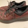 Ecco Women leather shoes casual lace up wine snake skin effect size 39 Image 4
