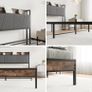 King Size Bed Frame with Storage Wooden Headboard,5ft Metal Upholstered Image 9