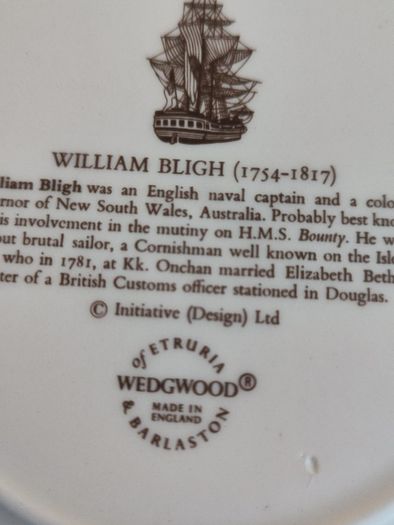 Vintage Wedgwood Millennium Of Tynwald 6" Myles Standish & William Bligh Plate