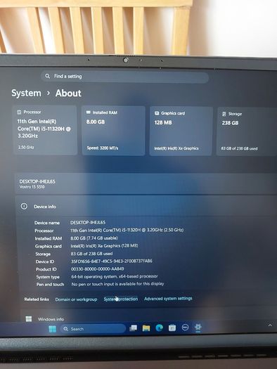 Cheap Laptop Dell Vostro 5510 | Intel i5-11320H | 8GB RAM | 256GB SSD | 15.6" | Windows 11 Pro