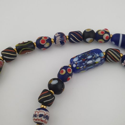 Antique Venetian Style MultiColor Mix Glass & Old Face Glass Pendant Necklace