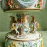 Vintage Enamel Unicorn Carousel Music Box Jeweled Figurine Image 6